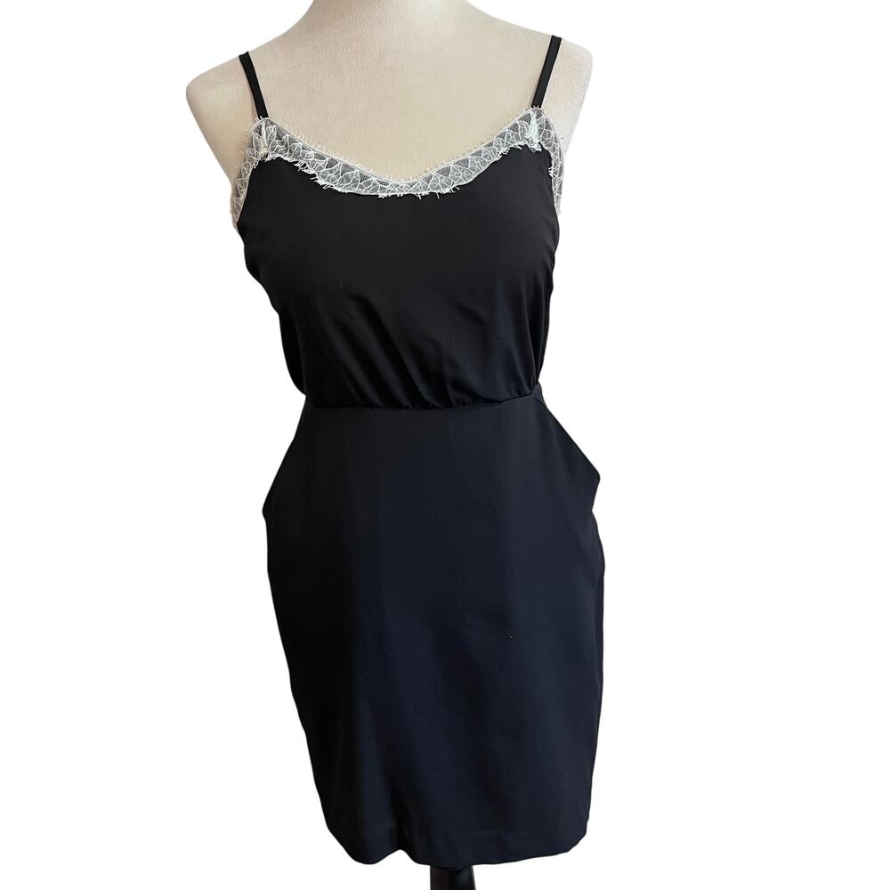 BCBGeneration Black Lace Trim Slip Dress Party Cocktail Dress Size 6